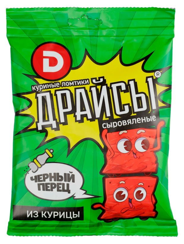 Мясные снеки Ломтики из курицы сыровяленые ДЫМОВ Драйсы с черным перцем, 30 г