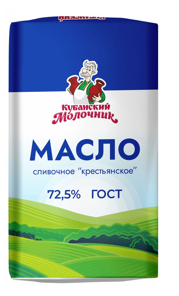 Масло сливочное Кубанский молочник Крестьянское ГОСТ 72,5% БЗМЖ, 170 г