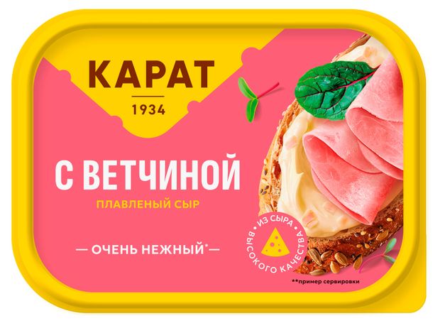 Сыр плавленый Карат с ветчиной 45% БЗМЖ, 400 г
