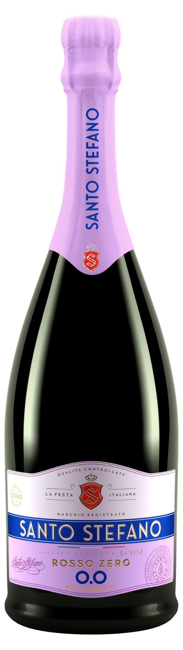 Напиток винный игристый безалкогольный Santo Stefano красный полусладкий Россия 075 л 350₽