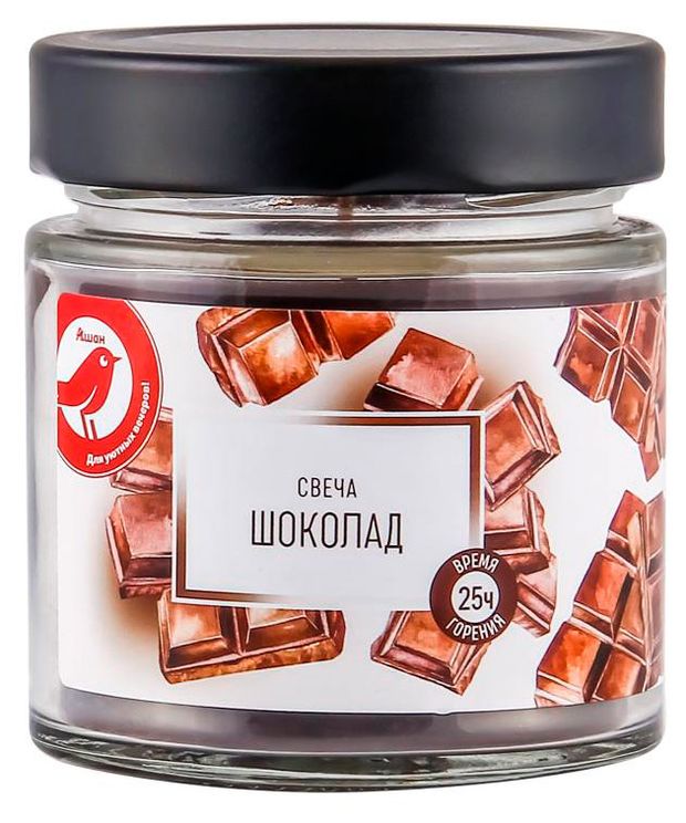 Свеча АШАН Красная птица с ароматом шоколада в банке 25 ч 170₽