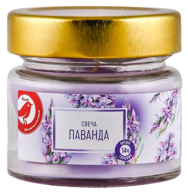 Свеча АШАН Красная птица с ароматом лаванды в банке 14 ч 110₽