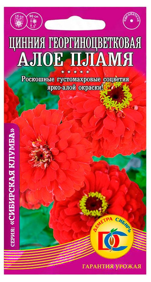 Семена Деметра-Сибирь Цинния георгиноцветковая Алое Пламя