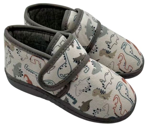 Тапочки для мальчика InExtenso Динозавры бело-серые