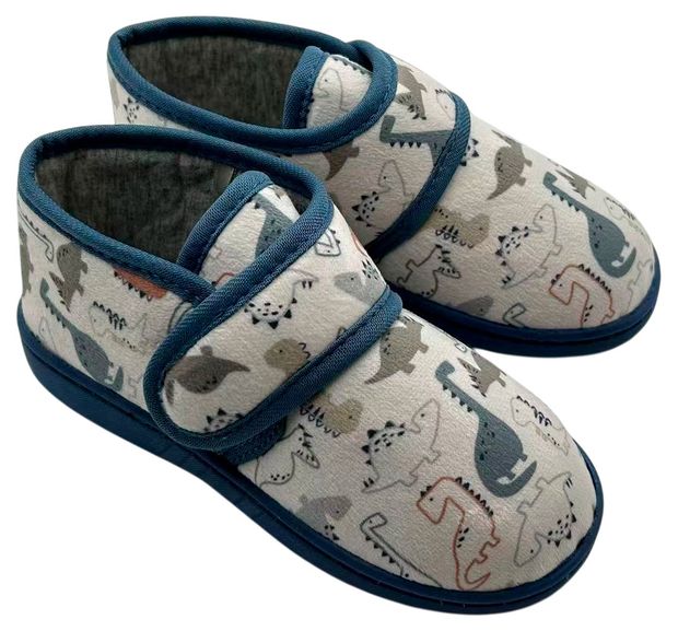Тапочки для мальчика InExtenso Динозавры бело-синие
