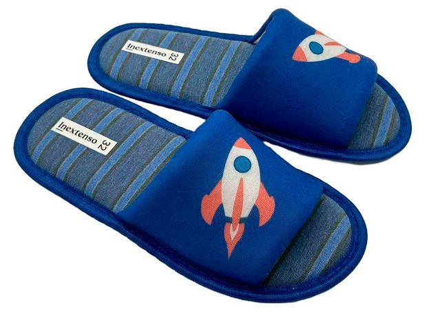 Тапочки детские InExtenso с открытым носом синие