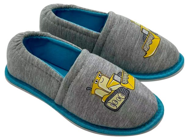 Тапочки для мальчика InExtenso Трактор серо-синие