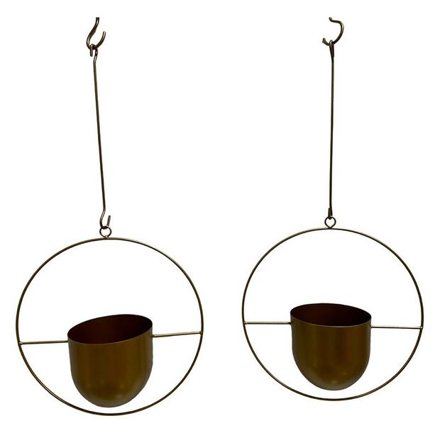 Кашпо подвесное металлическое золотое, 1 шт