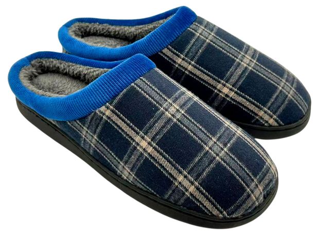 Тапочки мужские InExtenso с закрытым носком в клетку синие