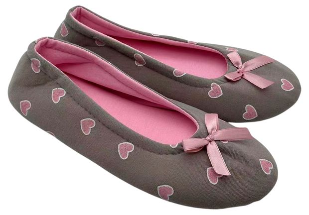 Тапочки женские InExtenso с закрытым носком серые с розовым
