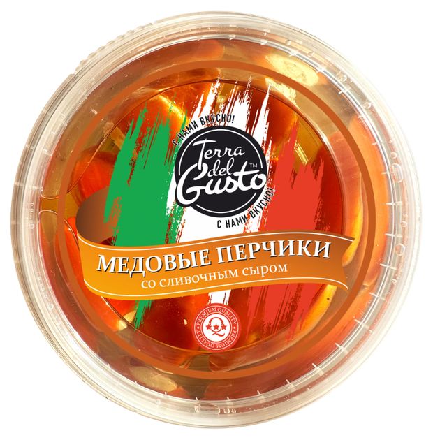Закуска антипасти Перчики черри Terra del Gusto Медовые со сливочным сыром 250 г 250₽