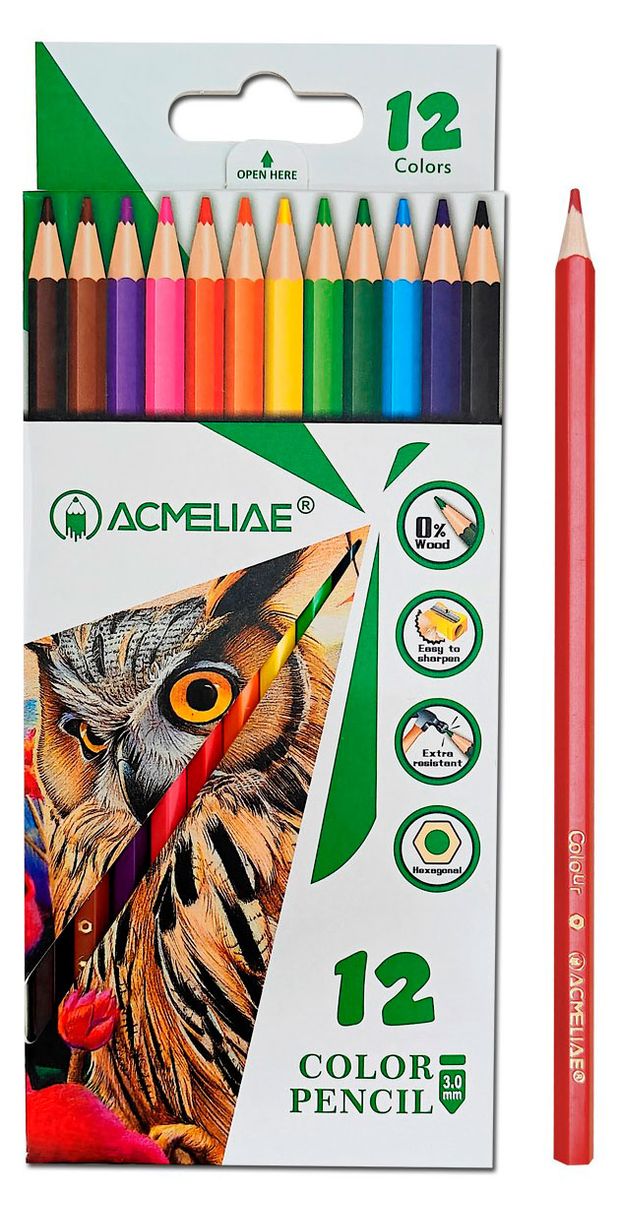 Набор цветных карандашей ACMELIAE 12 цветов 70₽