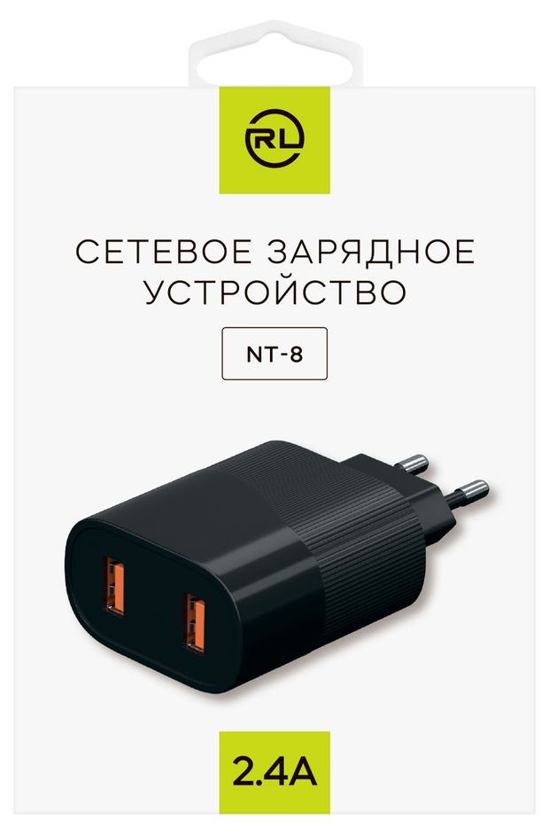 Сетевое зарядное устройство Red Line NT-8 2 USB 24A черное 600₽
