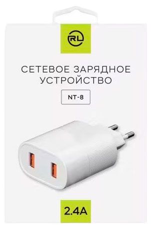 Сетевое зарядное устройство Red Line NT-8 2 USB 2.4A белое