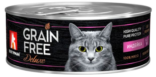 Влажный корм для кошек Зоогурман Grain Free Deluxe Индейка, 100 г
