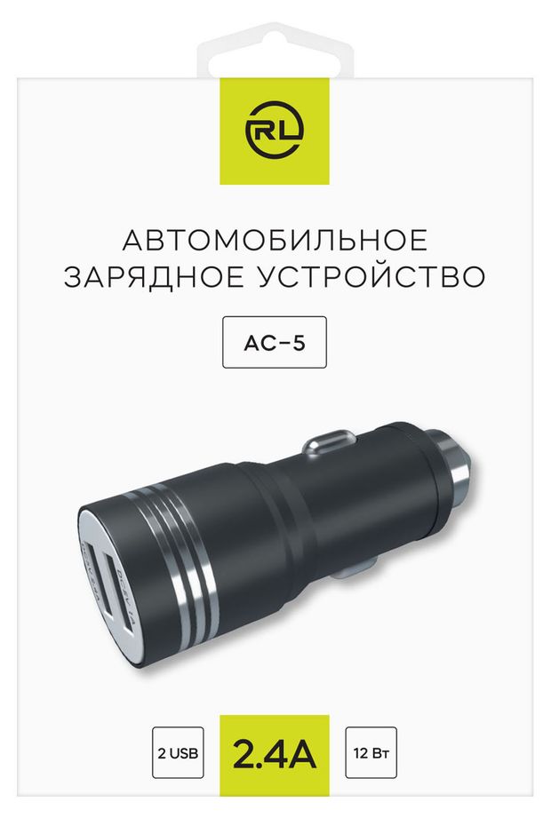 Автомобильное зарядное устройство Red Line AC-5 TECH 2USB 2.4А черное