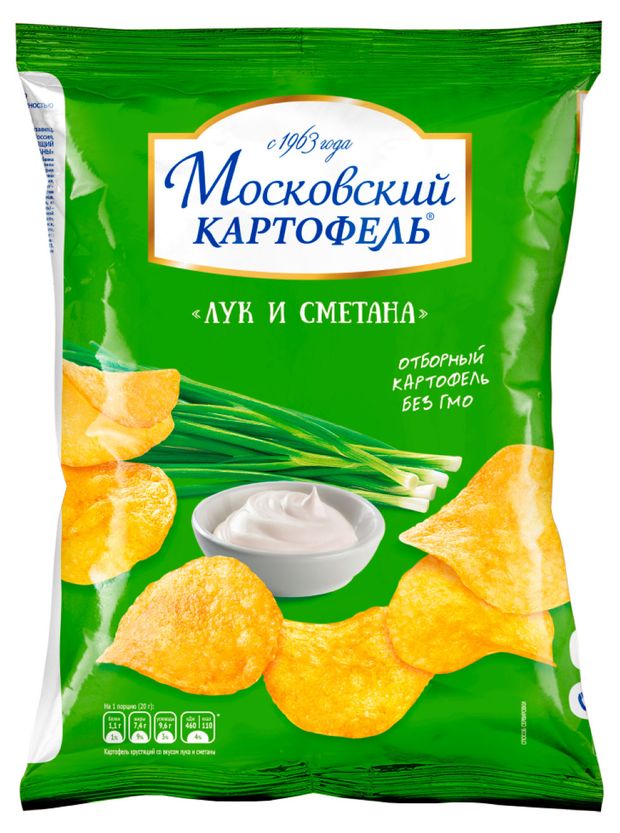 Чипсы картофельные Московский Картофель со вкусом лука и сметаны, 240 г