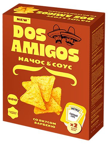 Чипсы, снеки, сухофрукты Чипсы кукурузные Dos Amigos Начос со вкусом барбекю, 130 г