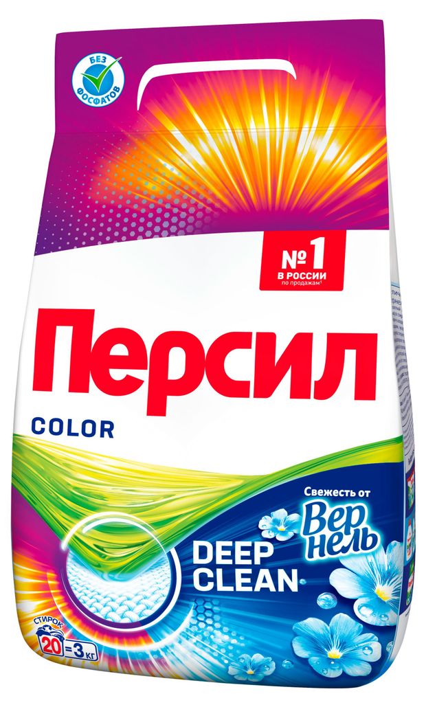 Стиральный порошок Персил Color Свежесть от Вернель для цветного белья, 3 кг (20 стирок)