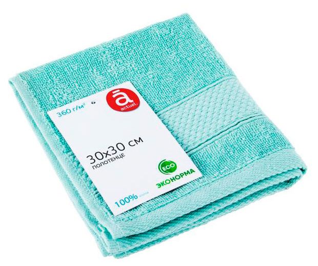 Полотенце Actuel махровое мятное для рук и лица, 30х30 см