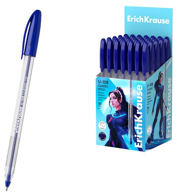 Ручка шариковая ErichKrause U-108 синяя 1 шт 43₽