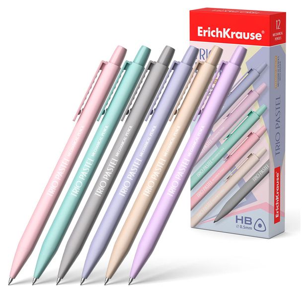 Карандаш механический ErichKrause Trio Pastel 0.5 мм HB, 1 шт в ассортименте