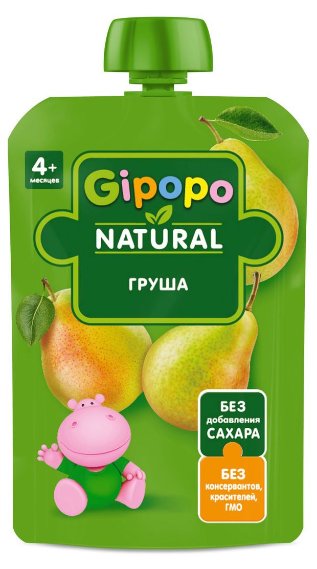 Пюре фруктовое детское Gipopo из груши с 4 мес., 90 г
