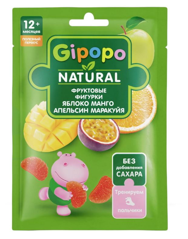 Фигурки фруктовые детские Gipopo яблоко манго апельсин маракуйя с 12 мес 15 г 35₽