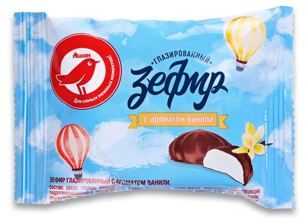 Зефир АШАН Красная птица глазированный с ароматом ванили, вес