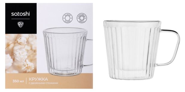 Кружка Satoshi с двойными стенками стеклянная, 350 мл