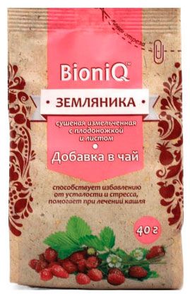Чайный напиток BioniQ Земляника измельченная сушеная с плодоножкой, 40 г