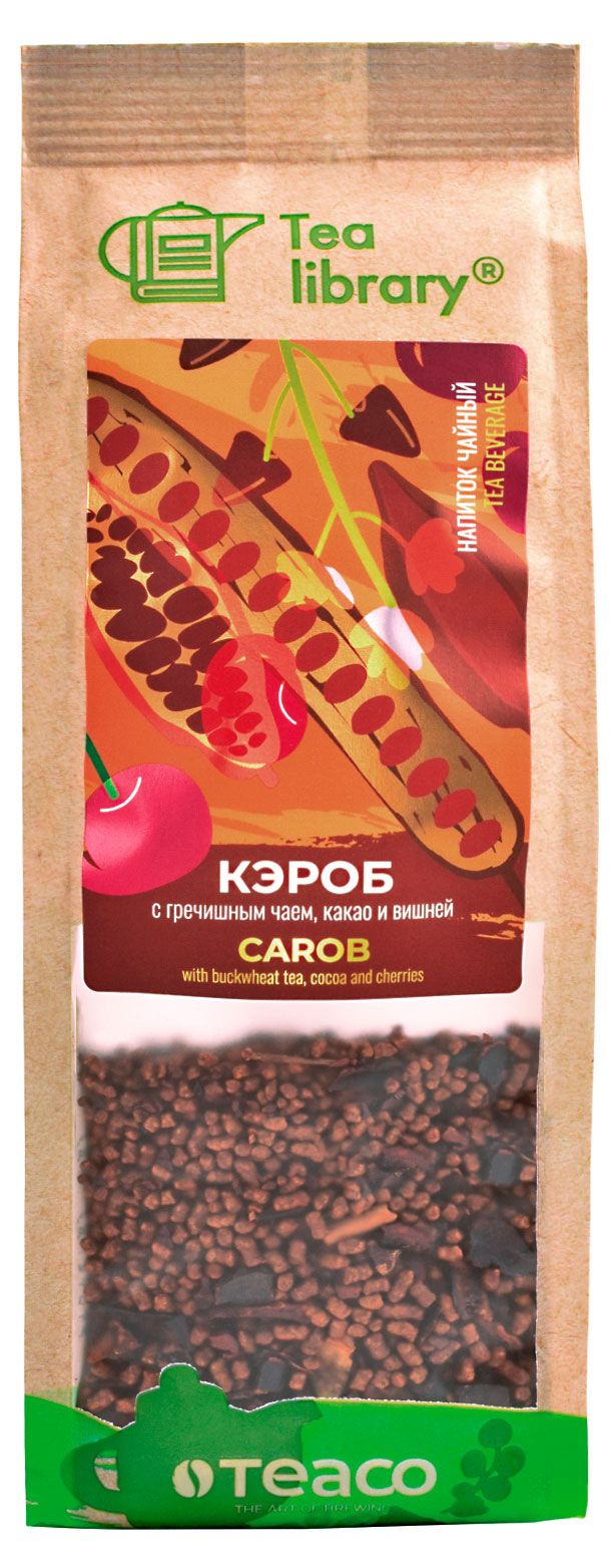 Чайный напиток Чайная библиотека Кэроб с гречишным чаем, какао и вишней, 100 г