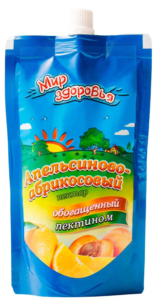Нектар Мир Здоровья апельсин абрикос обогащенный пектином, 200 мл