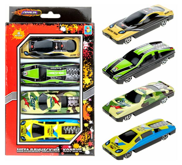 Набор металлических машинок 1TOY Драйв, 4 шт