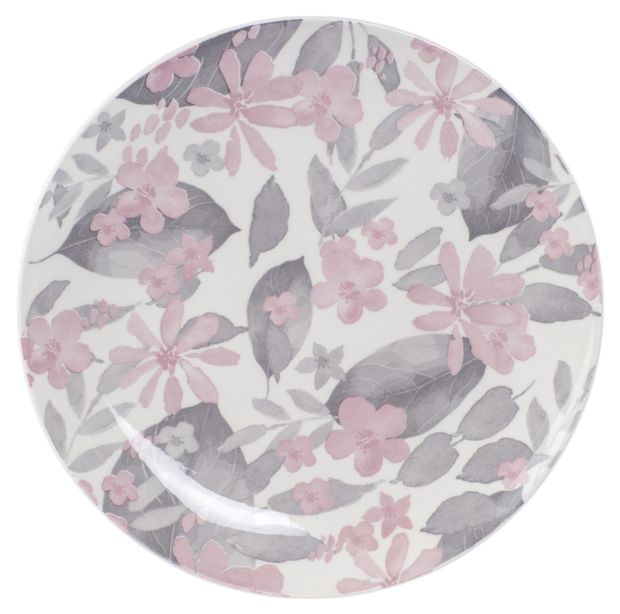 Тарелка обеденная Domenik Blooming бело-розовая, 24 см
