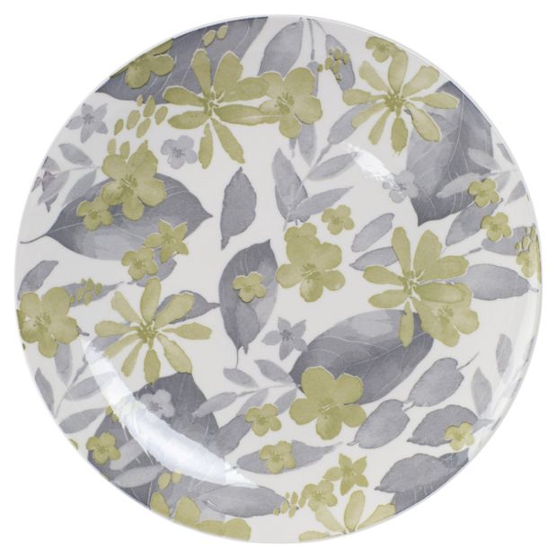 Тарелка обеденная Domenik Blooming бело-зеленая, 24 см