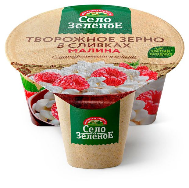 Творожное зерно в сливках Село Зеленое с наполнителем Малина 5 БЗМЖ 130 г 70₽