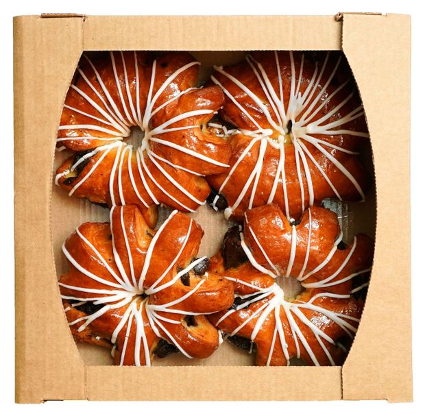 Булочки сдобные Швейцарские трюфельные кольца с шоколадным кремом и ромом 4 шт, 550 г