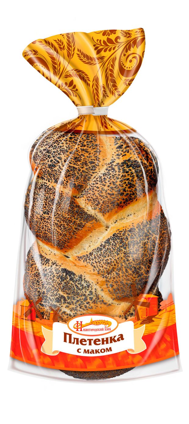 Плетенка пшеничная сладкая Нижегородский Хлеб косичка с маком, 400 г