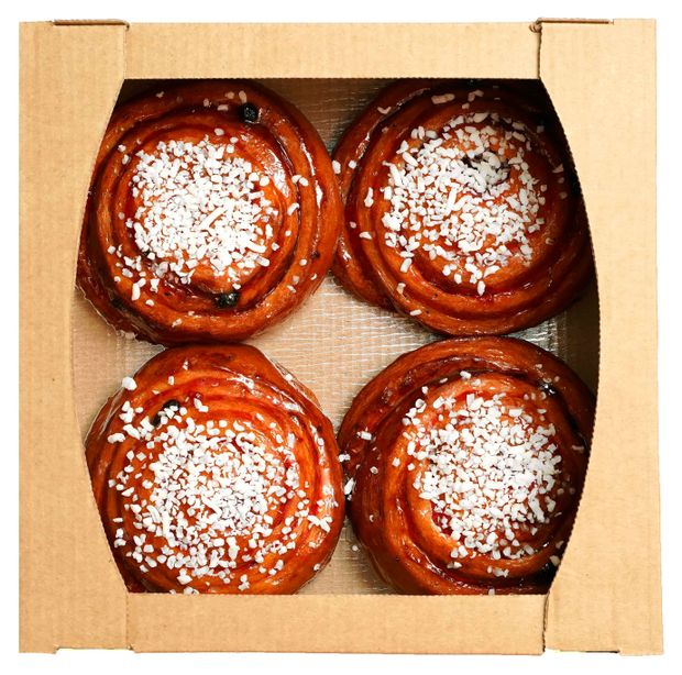 Булочки сдобные Вензель сахарный с брусникой, яблоками и изюмом 4 шт, 550 г