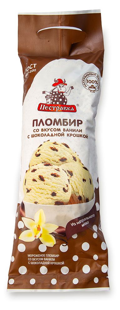 Мороженое пломбир Пестравка с шоколадной крошкой, 400 г