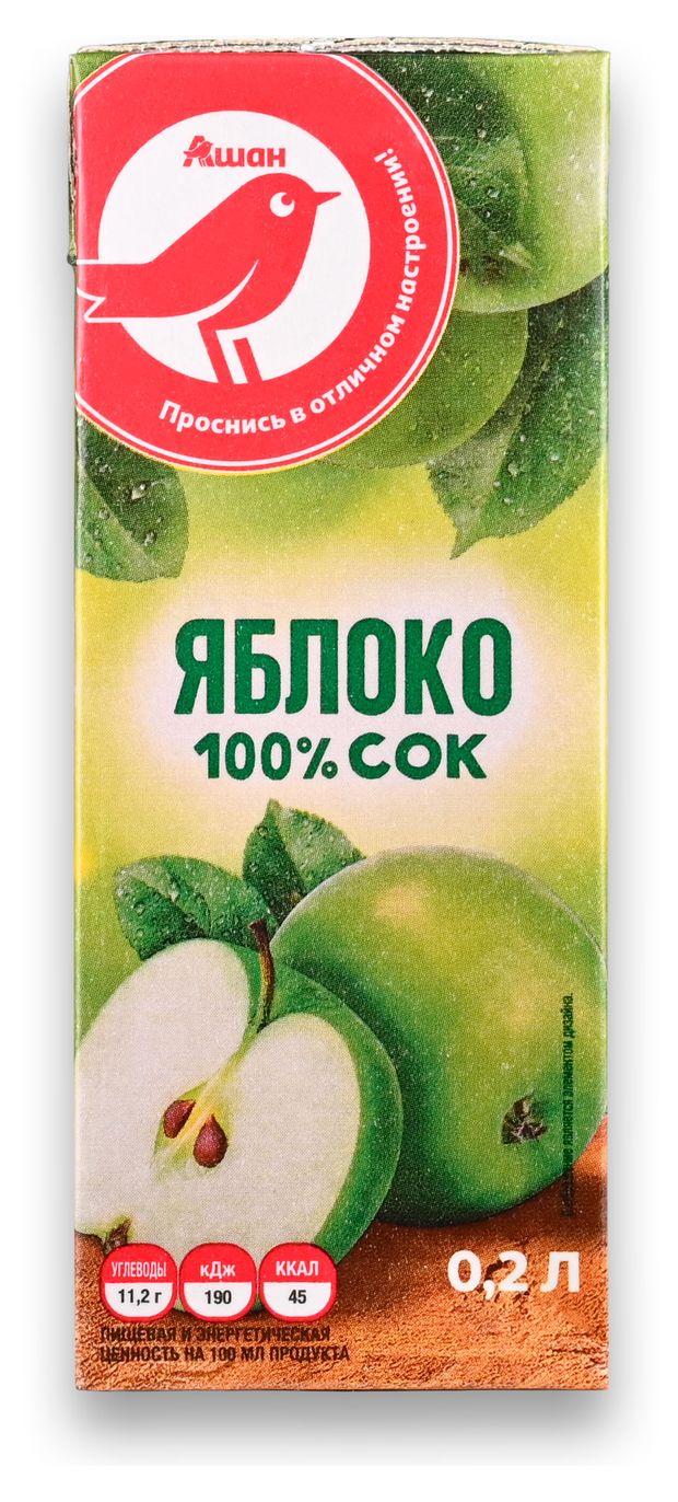 Cок яблочный АШАН Красная птица 200 мл 27₽