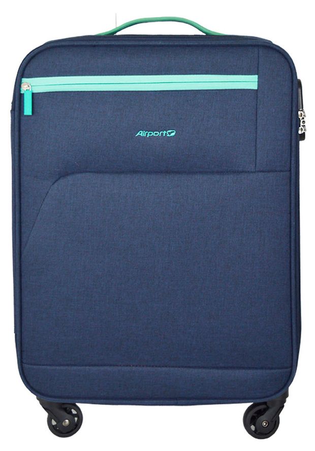 Чемодан мягкий Airport синий 4 колеса, р S