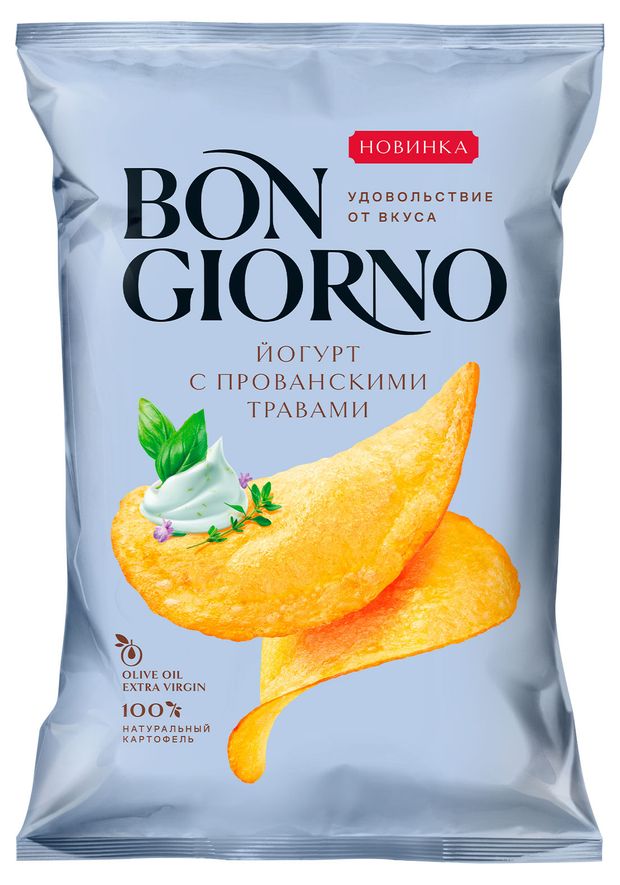 Чипсы картофельные Bon Giorno со вкусом Йогурт с прованскими травами, 80 г