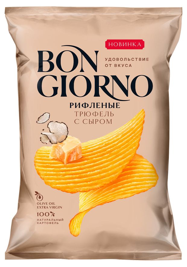 Чипсы картофельные рифленые Bon Giorno Трюфель с сыром, 80 г