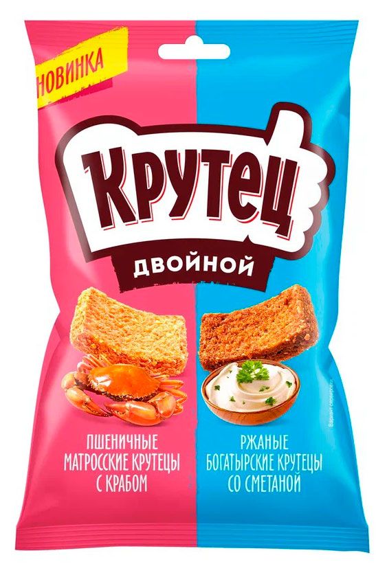 Смесь гренок Крутец двойной со вкусом краба и сметаны, 100 г