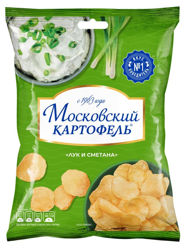Чипсы картофельные Московский Картофель сметана и лук 40 г 50₽