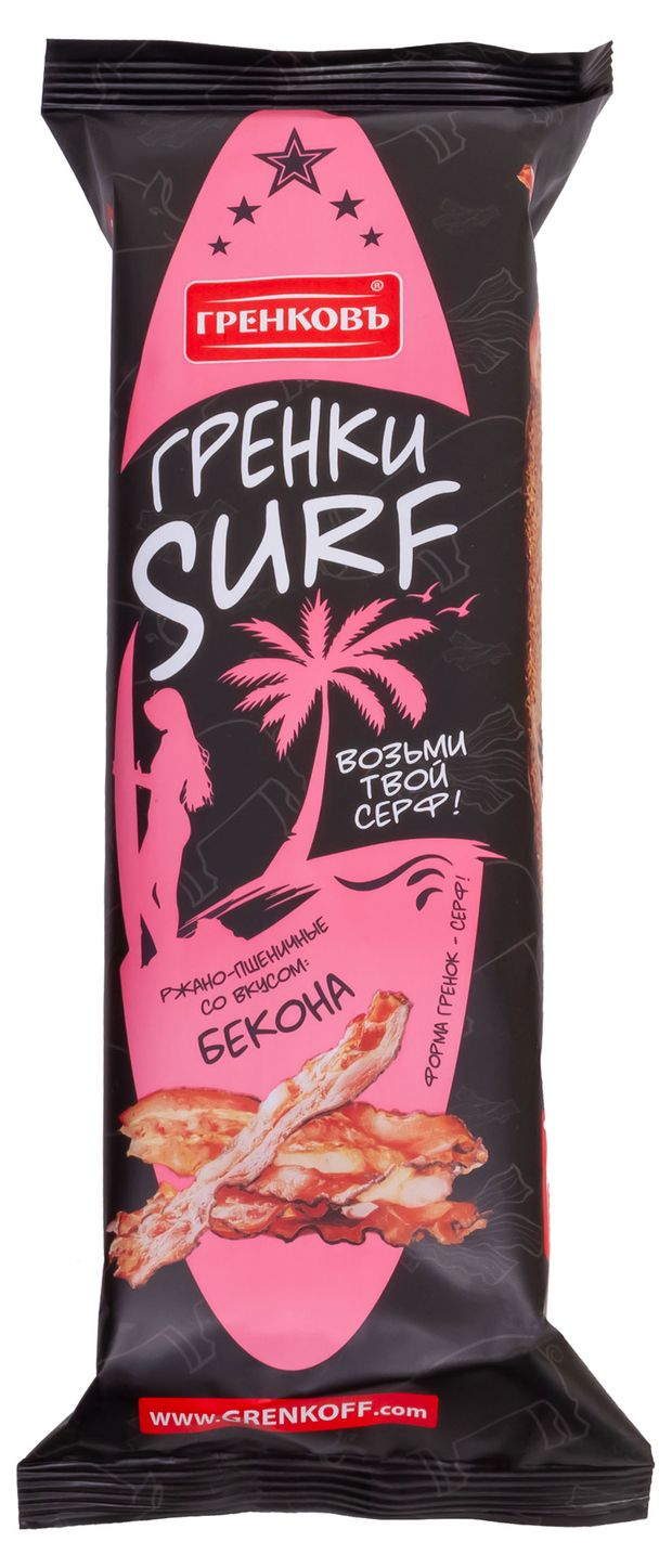 Гренки ржано-пшеничные Гренковъ Surf бекон, 100 г