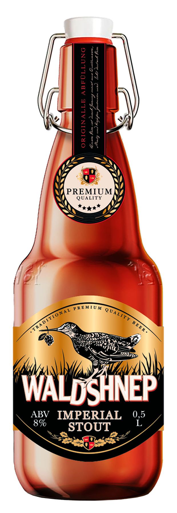 Пиво темное Waldshnep Imperial Stout фильтрованное 8%, 500 мл