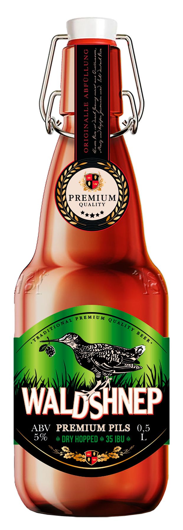 Пиво светлое Waldshnep Pilsner фильтрованное 5%, 500 мл